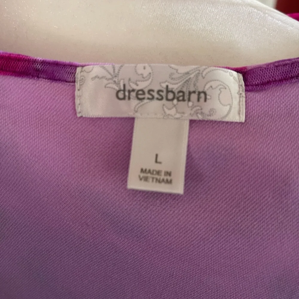 dressbarn Purple and Pink Flutter Sleeve Blouse - Picture 5 of 7